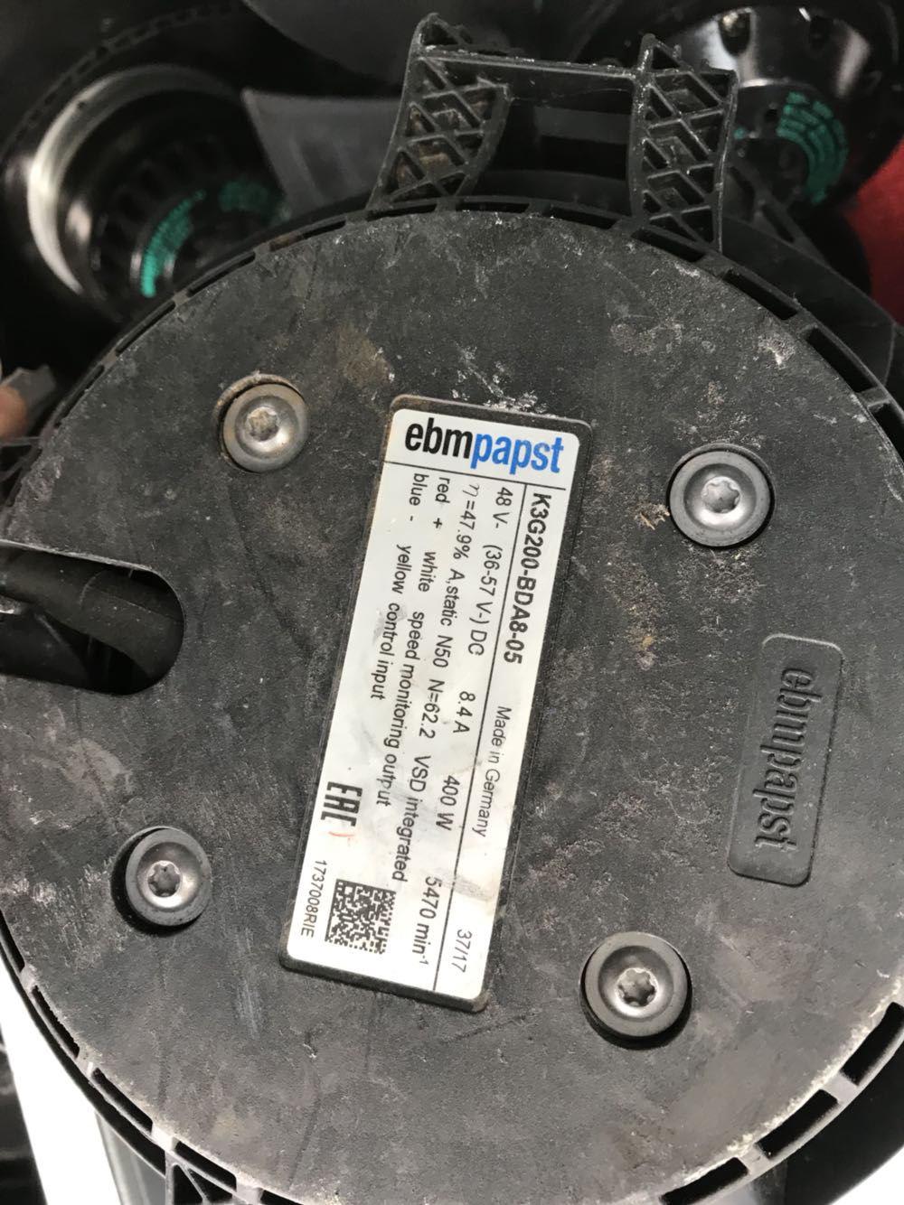 ebmpapst K3G200-BDA8-05 48V 直流电动机8.4A 400W 离心风机