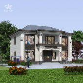 新中式 二层别墅设计施工图纸两层小洋楼农村自建房现代小户型全套