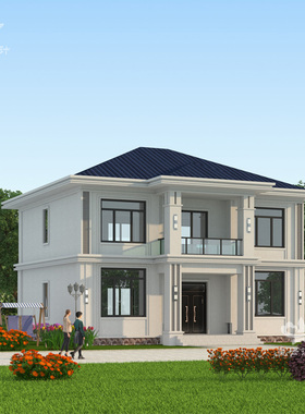 现代新中式二层别墅设计施工图纸两层小洋楼小户型农村自建房全套