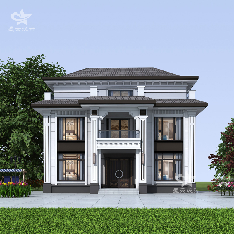 新农村二层半别墅设计施工图纸三层小洋楼带露台新中式现代带露台