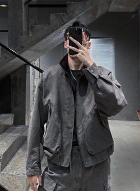 Mr.ye 黑标 阿苏特染重工复古短款廓型立领工装夹克外套