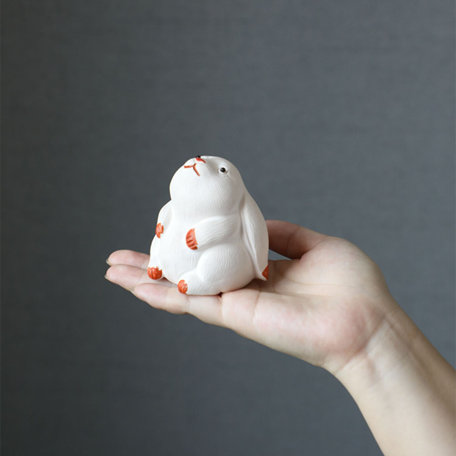 望月玉兔白段泥可爱萌小白兔兔宜兴原矿紫砂手工生肖摆件茶宠雕塑