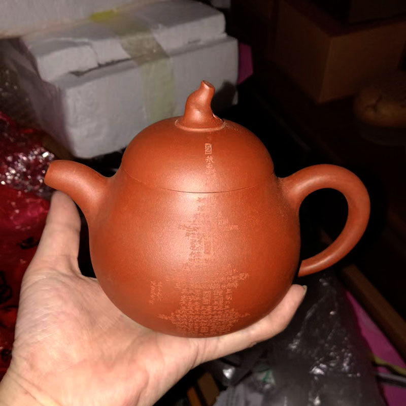 任淦庭传人史美强300CC宝塔心经壶石磨红清水泥原矿老泥料高茄段