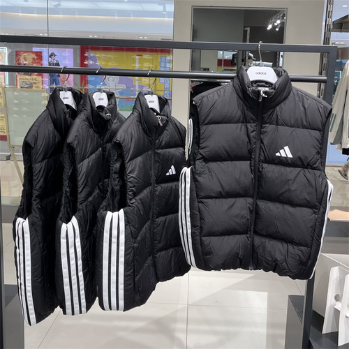 adidas阿迪达斯 25冬季男子三条杠立领保暖羽绒马甲KH3990 KH3991