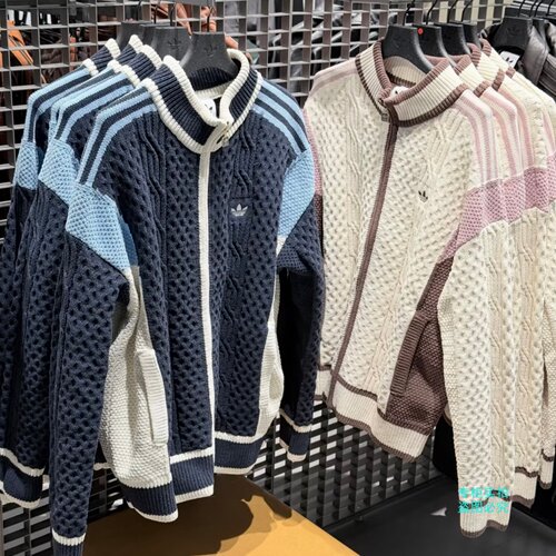 Adidas三叶草26年秋冬男女拼色复古运动针织开衫外套LI1750LI1751