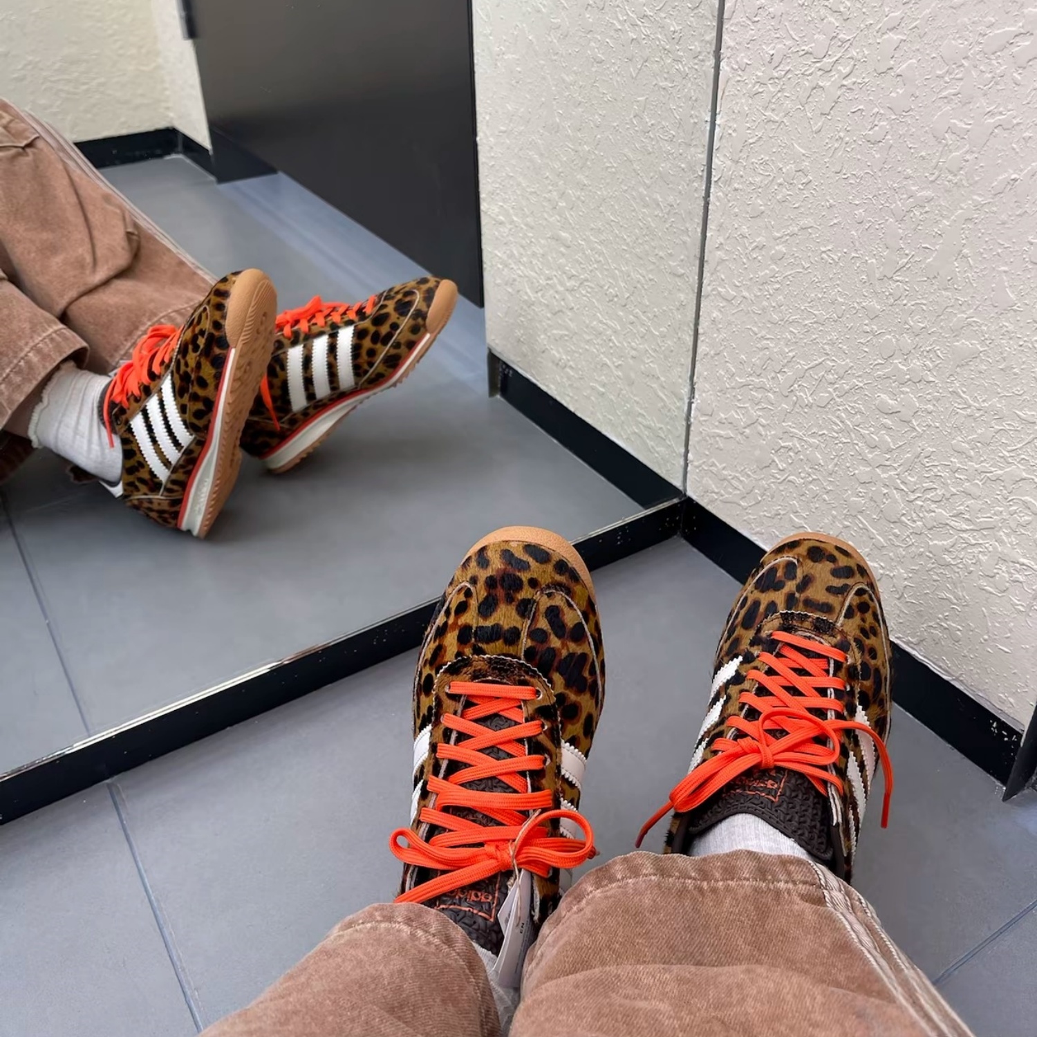 Adidas三叶草25冬季SL72 OG豹纹男女低帮运动休闲鞋 JI0189