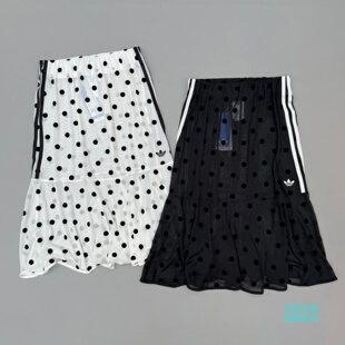 Adidas三叶草26年夏季女子宽松运动透气波点半身裙KV1177 KV1176