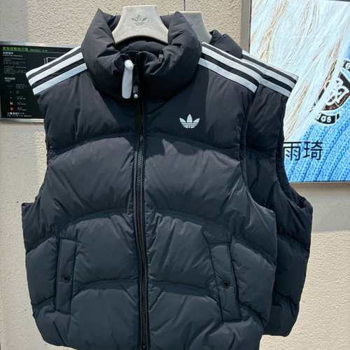 Adidas三叶草25冬季男女立领保暖运动羽绒马甲背心 KS6108 KS8492