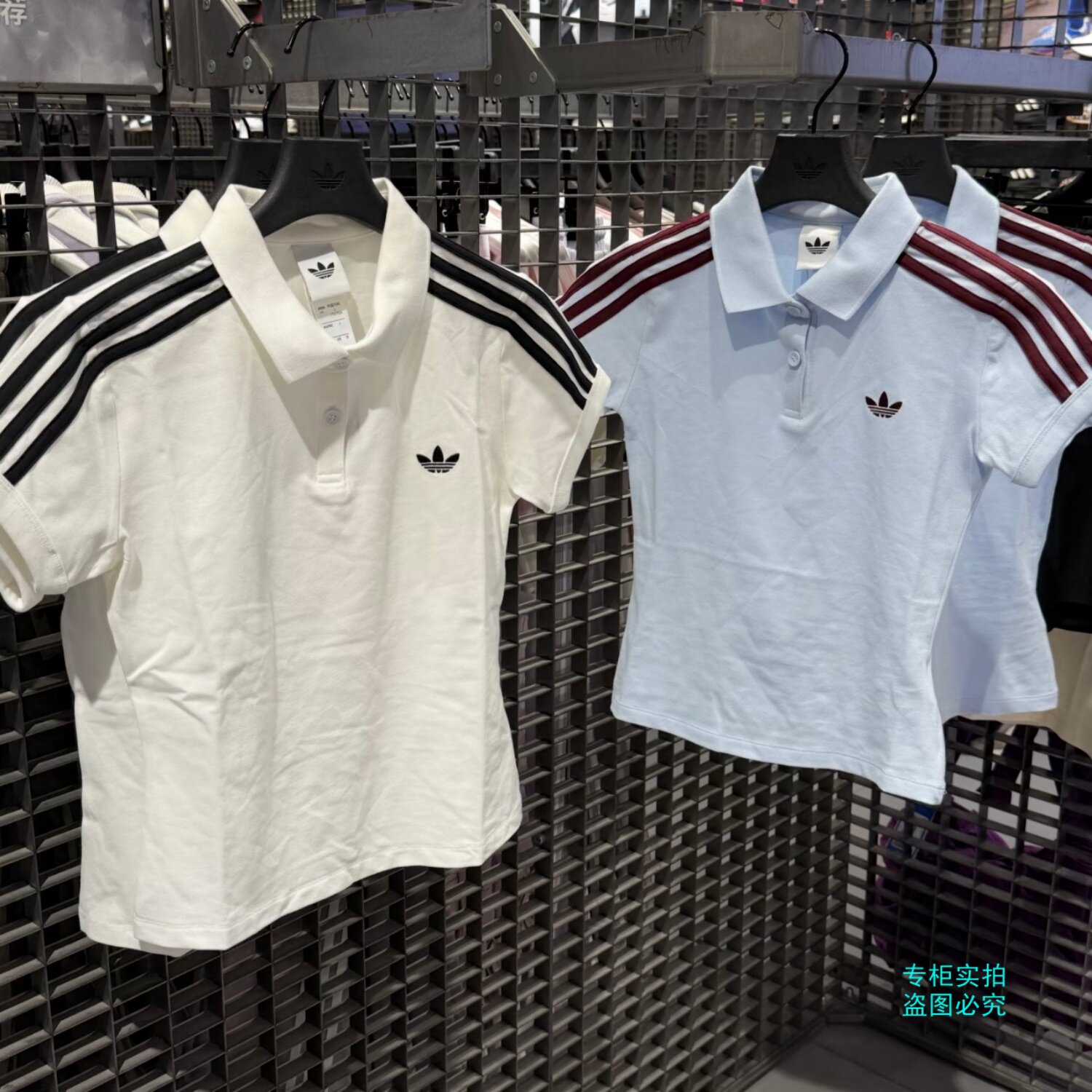 Adidas三叶草女子运动休闲潮流翻领POLO衫短袖T恤 KD3697 KD3698