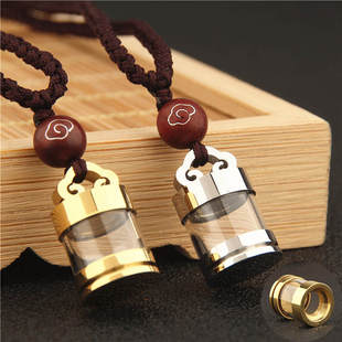 透明玻璃空心悟空嘎乌盒小瓶子吊坠挂件男女项链可打开金豆豆朱砂