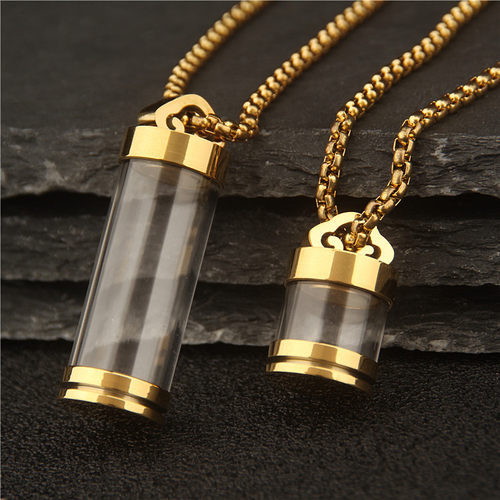 男女钛钢透明空心朱砂悟空瓶吊坠