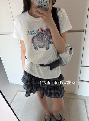 【NIK】欧货个性休闲卡通印花短袖T2025夏设计小众打底衫上衣ins