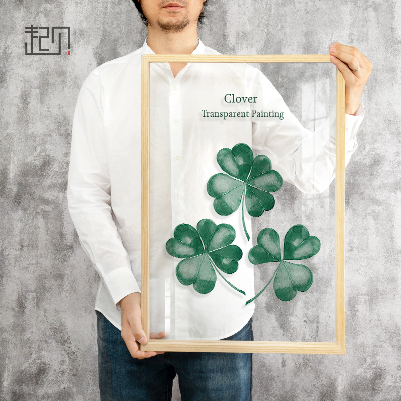 起贝 北欧客厅简约绿植树叶透明装饰画现代餐厅民宿ins风叶子挂画图片