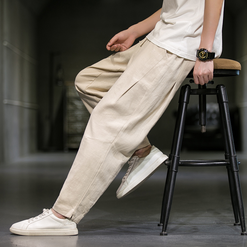 K640^秋冬季长裤复古风棉麻锥形裤量大从优P75，男装休闲裤，钱塘777(原3023)