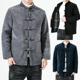 0988^秋冬新款风灯芯绒外套男条绒立领中式加厚保暖外套，男装棉衣，钱塘777(原3023)