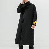 20261^超长款棉服冬装外套加厚棉袄风唐装棉麻刺绣大衣，男装棉衣，钱塘777(原3023)