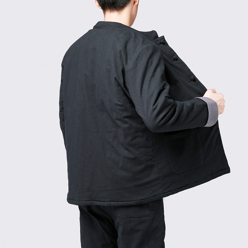 9057^冬季风棉衣盘扣棉袄青年男士唐装棉服中式古装加棉外套,男装棉衣,钱塘777(原3023)