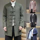 20258^中长款加厚风复古外套中长款潮男装棉衣盘扣外套棉服，男装棉衣，钱塘777(原3023)