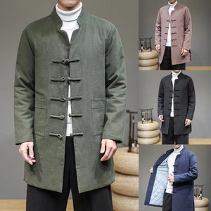 20258^中长款加厚风复古外套中长款潮男装棉衣盘扣外套棉服，男装棉衣，钱塘777(原3023)