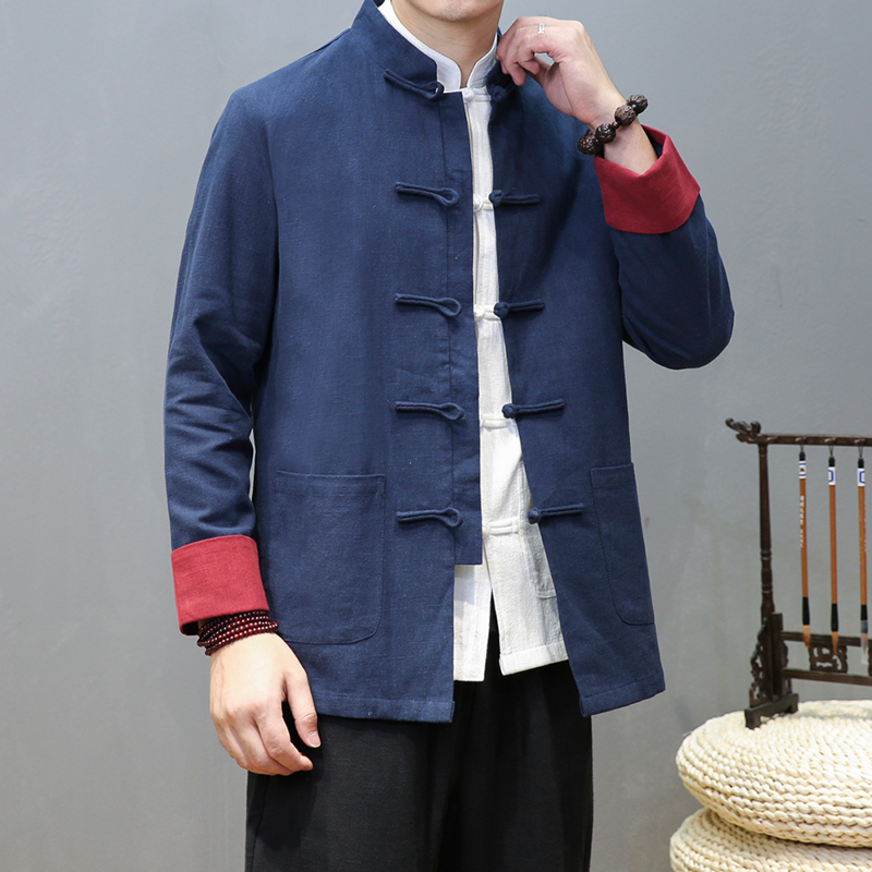 20253^秋冬中式汉服盘扣宽松民族上衣唐装外套，男装民族服装，钱塘777(原3023)