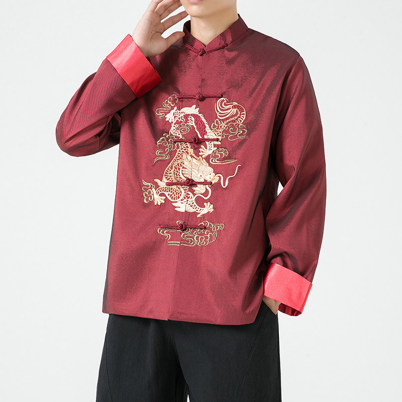 JK2318^风龙刺绣夹克新中式盘扣唐装大货,男装夹克,钱塘777(原3023)