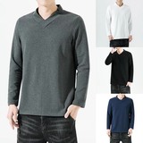 2166^新款风汉服T恤磨棉混纺毛纯色高弹打底衫男款，男装T恤，钱塘777(原3023)