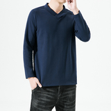 2166^原创新款打底复古T恤磨棉混纺毛高弹纯色打底衫男款2022，男装T恤，钱塘777(原3023)