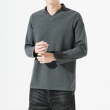 2166^原创新款打底复古T恤磨棉混纺毛高弹纯色打底衫男款2022，男装T恤，钱塘777(原3023)