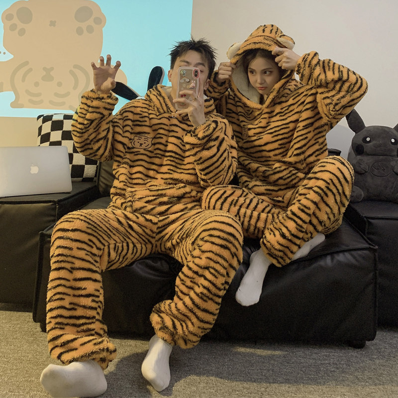 情侣睡衣冬季珊瑚绒男士女加厚加绒法兰绒套装老虎家居服秋冬款,女士内衣/男士内衣/家居服,睡衣/家居服套装,淘宝优惠券,粉丝福利购,淘宝优惠卷