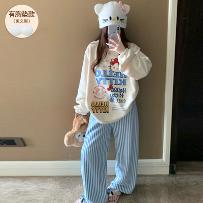 冬季睡衣女款保暖加绒加厚珊瑚绒