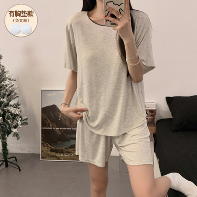 带胸垫睡衣女款夏莫代尔可外穿