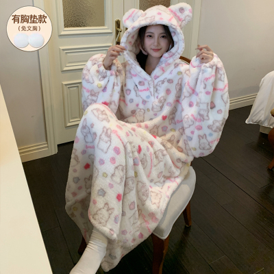 连帽睡袍冬加厚女款睡裙2025新款