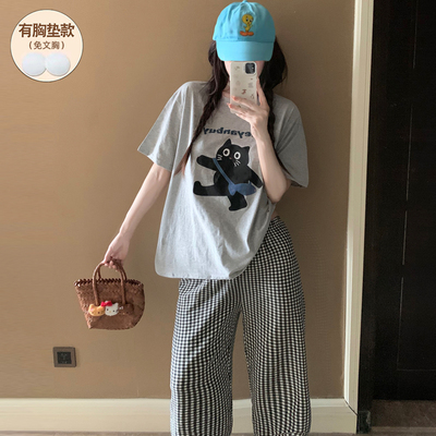 2025年新款睡衣女款夏带胸垫短袖