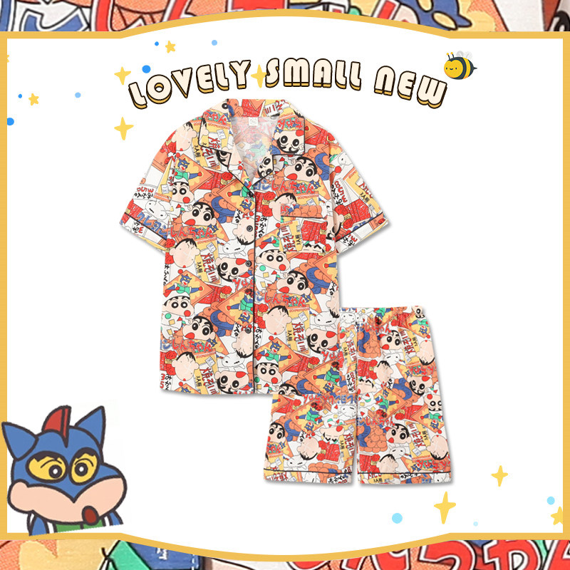 蜡笔小新同款睡衣女夏季短袖短裤开衫情侣家居服男女士夏天两件套,女士内衣/男士内衣/家居服,睡衣/家居服套装,淘宝优惠券,粉丝福利购,淘宝优惠卷