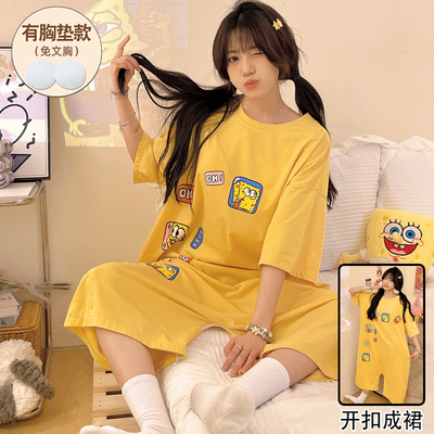 连体睡衣女夏季睡裙2025新款纯棉