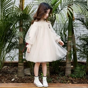 Cô gái mùa thu Phiên bản Hàn Quốc của váy lưới trong nữ lớn trẻ em kho báu thêu mùa thu thêu Công chúa váy lưới - Váy