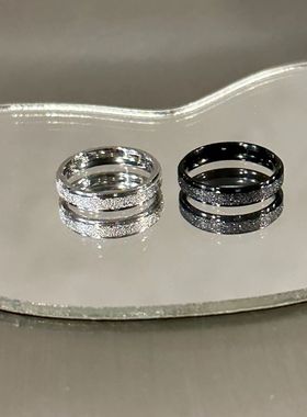 原创非黑即白满天星磨砂黑白戒指