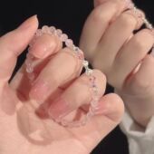 「蜜桃汽水」甜美蝴蝶结串珠手链爆闪碎石手串闺蜜手饰学生礼物