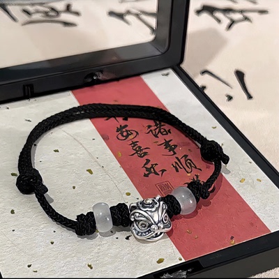 国潮醒狮红绳手链新年情侣可调