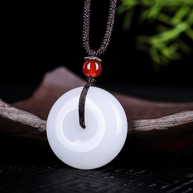 新中式平安扣编织项链 民族风古法儿童情侣仿玉石吊坠男款女礼物