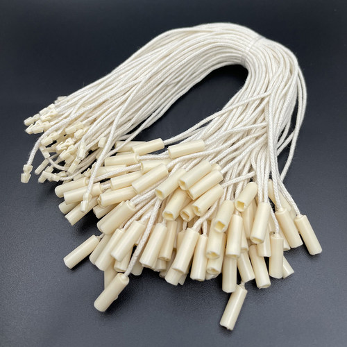 现货 圆柱吊粒 棉绳吊粒 一次性吊绳服装挂绳 吊牌 米色单股棉绳