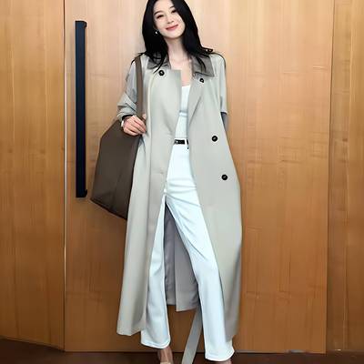 高级感风衣外套女2025秋季新款小个子中长款收腰英伦韩版休闲大衣