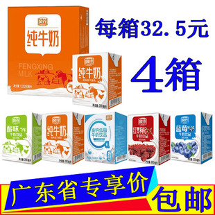 风行纯牛奶200ml 整箱 原味酸奶高钙低脂蓝莓红枣枸杞味 12盒4箱装