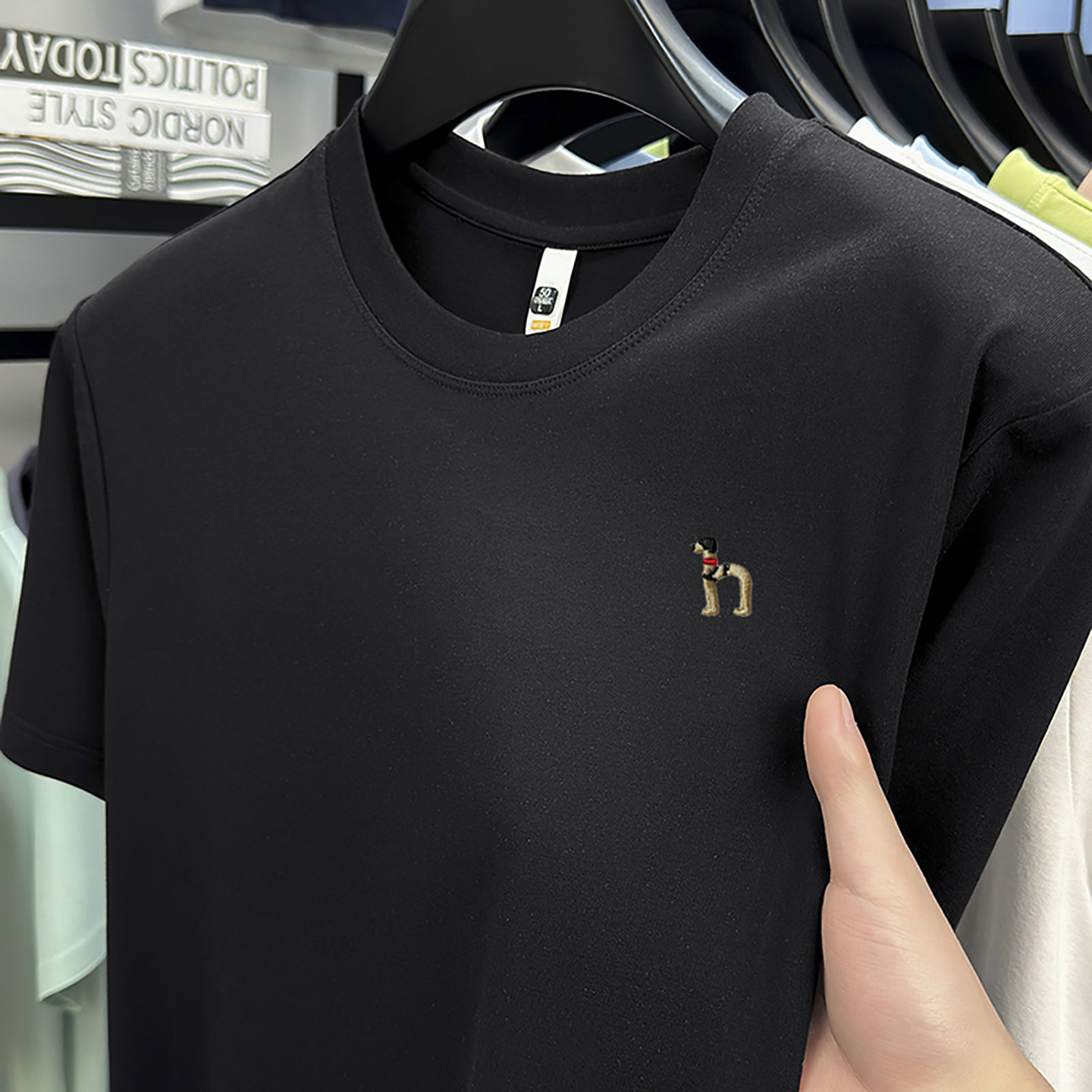 【奥特莱斯撤柜】100%纯棉短袖T恤男圆领 短款宽松纯色男装体恤衫