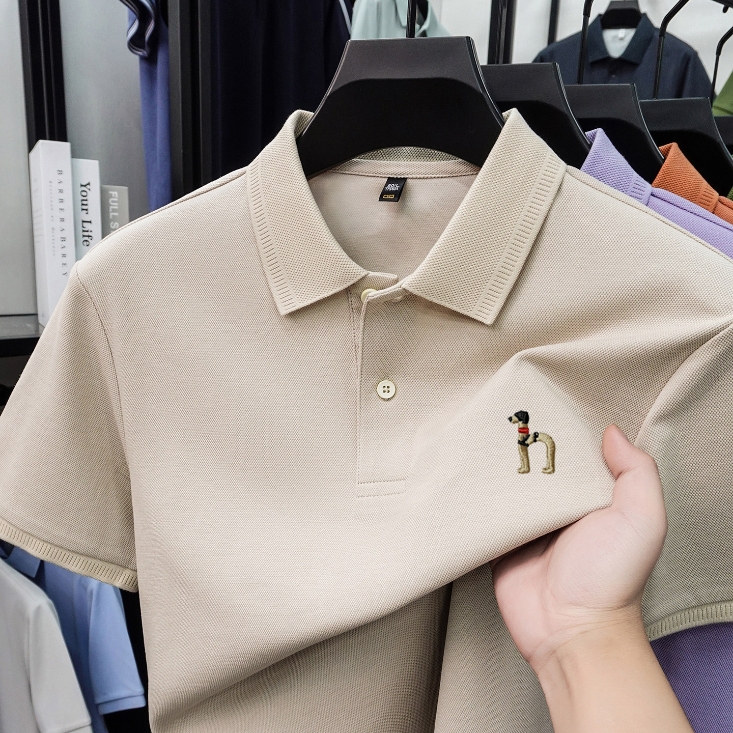 【奥莱撤柜】100%棉纯色翻领短袖T恤男  经典版纯棉POLO衫宽松T恤