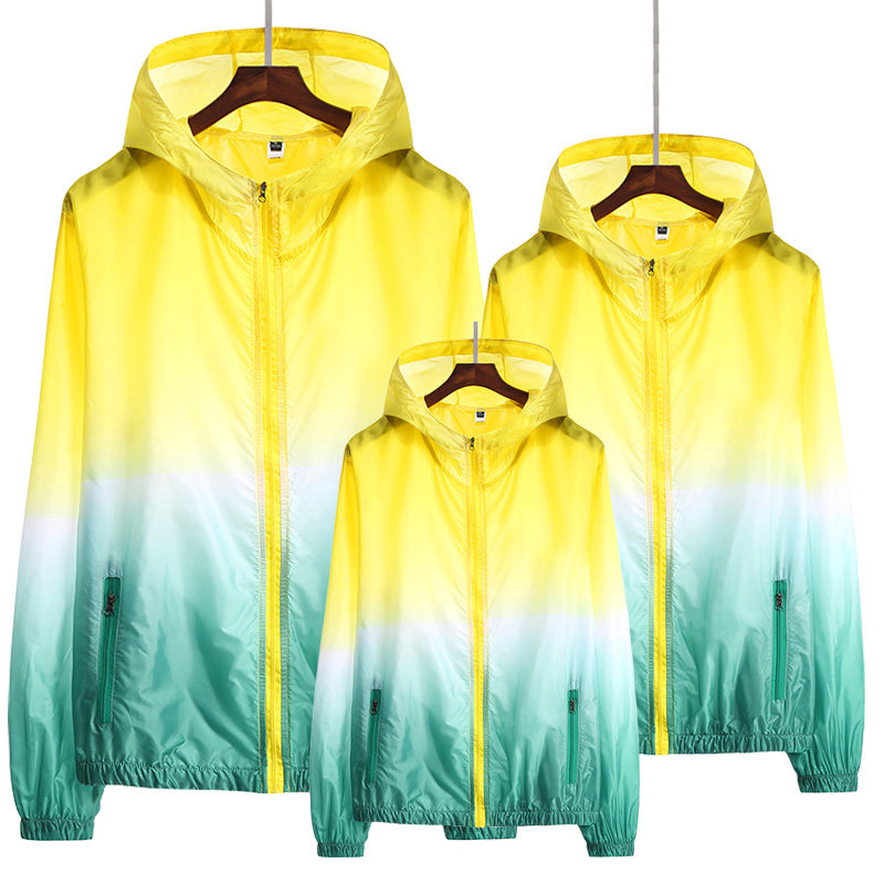亲子装夏季防晒衣渐变色一家三口四口沙滩儿童防晒服超薄定制diy