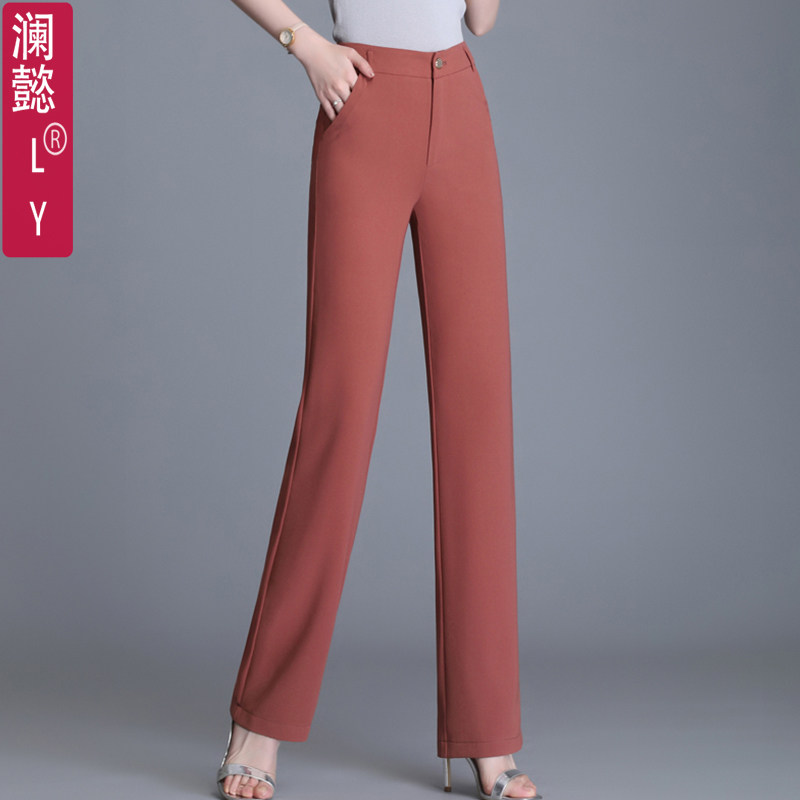 黑色垂顺坠感雪纺夏季西裤直筒裤