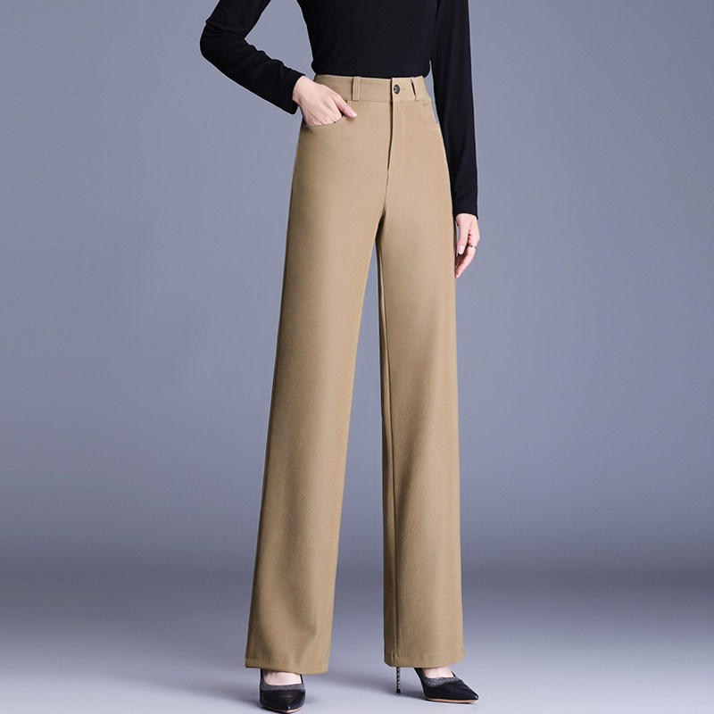 秋冬厚款直筒裤西装裤女感垂感卡其显瘦百搭西裤阔腿裤高腰