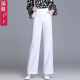 中筒裤 西裤 雪纺纱垂顺坠感高腰显瘦显腿长白色裤 春夏薄款 女 直筒裤