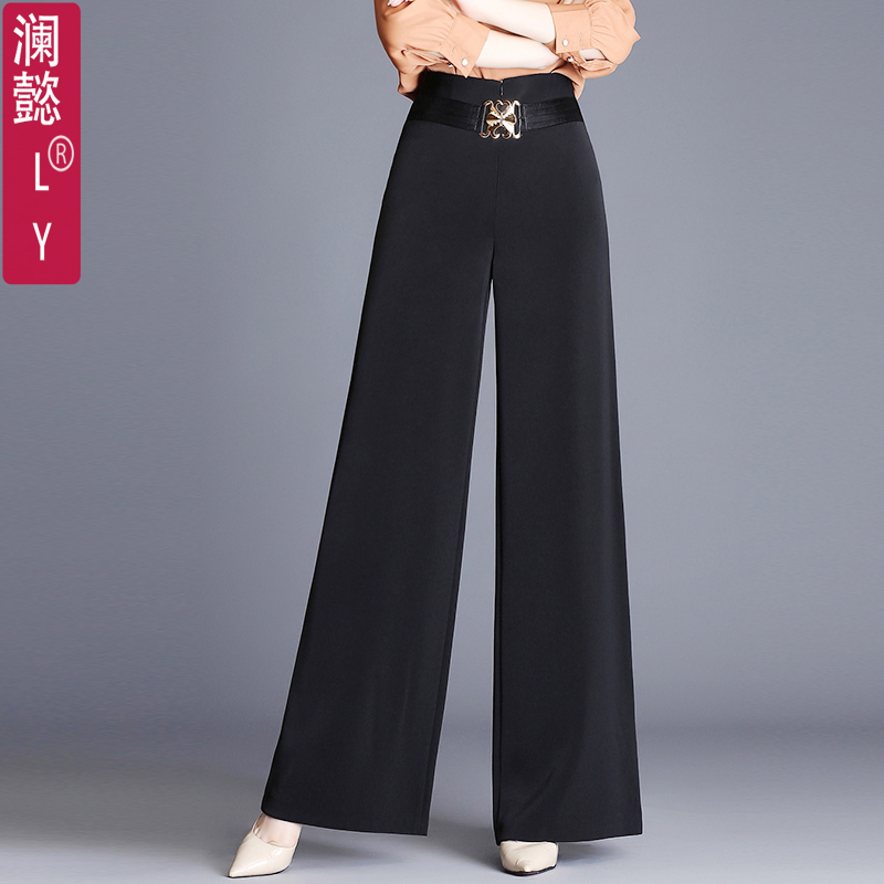 澜懿春秋时尚隐形拉链瘦阔西裤